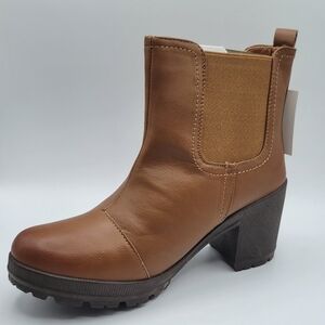 Bella Marie Tennessee Chunky Heel Ankle Boots Tan Brown 8.5